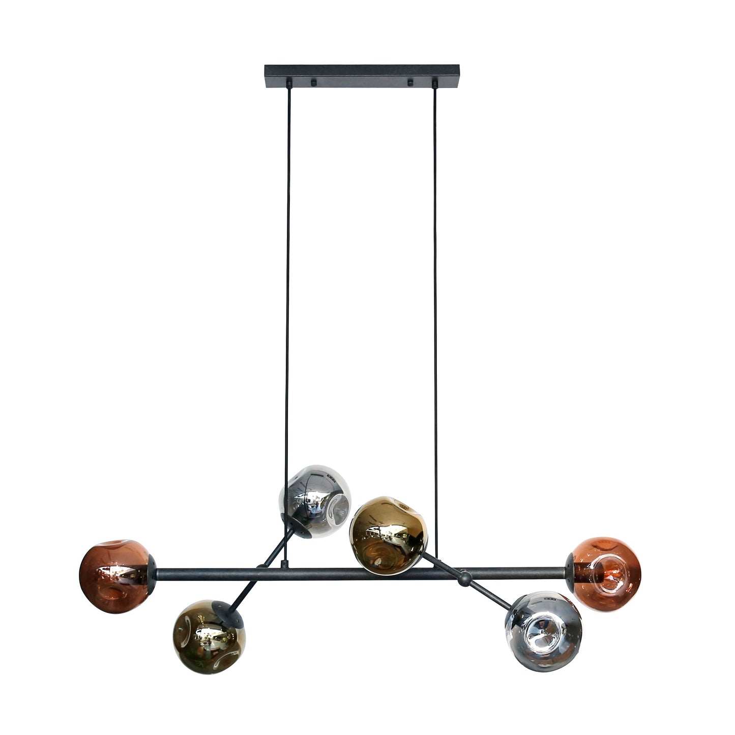 Hanglamp 6L molecule mix glass / Artic zwart
