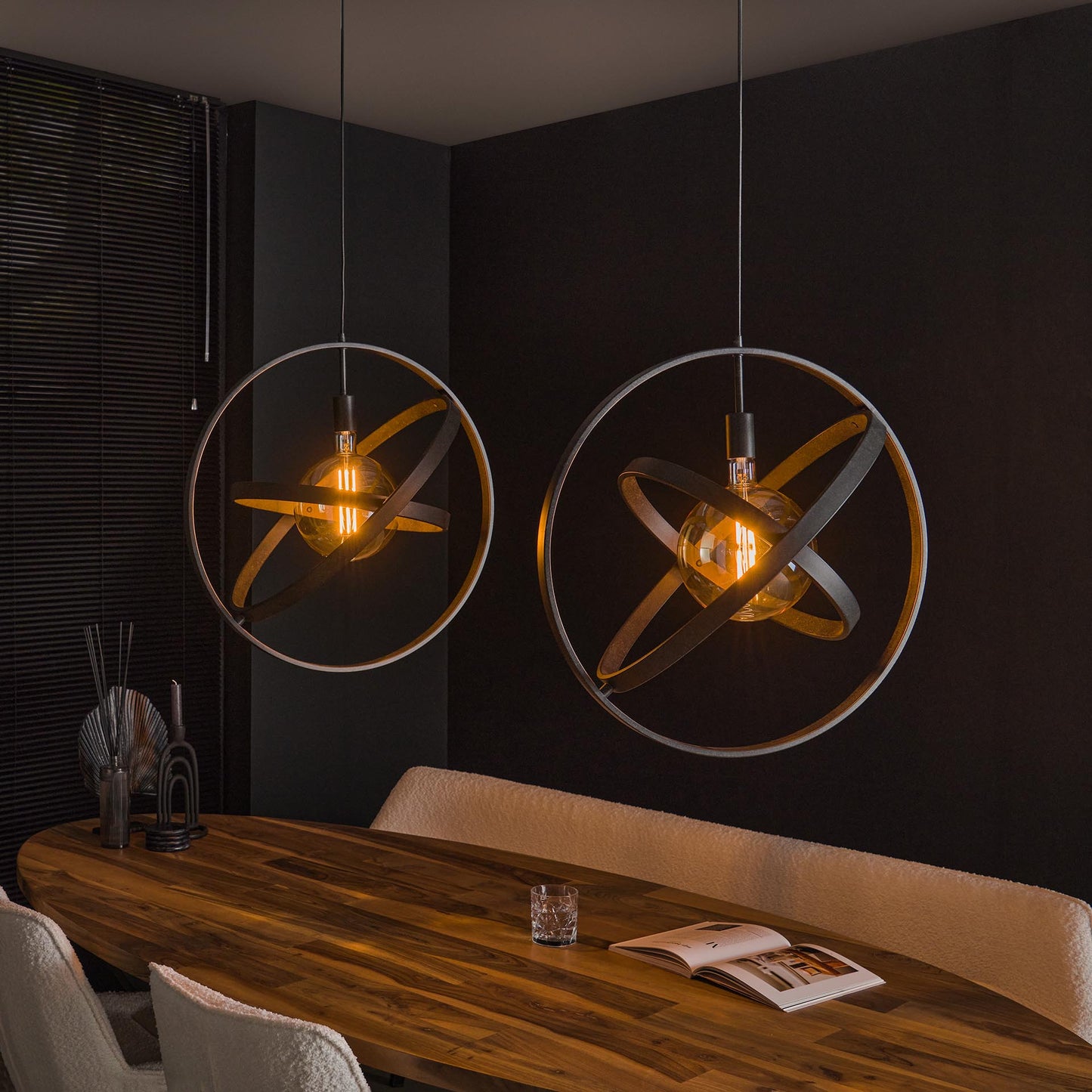 Hanglamp van 2 Lampen Galaxy - 125x55x150 cm - Artic zwart