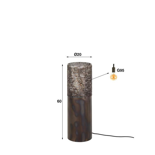 Vloerlamp Ø20 Cilinder - 20x20x60 cm - Zwart bruin