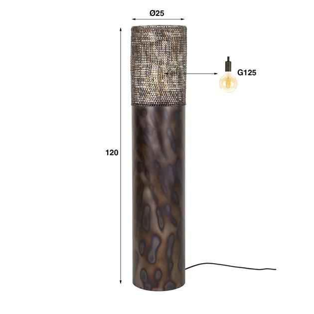 Vloerlamp Ø25 Cilinder - 25x25x120 cm - Zwart bruin