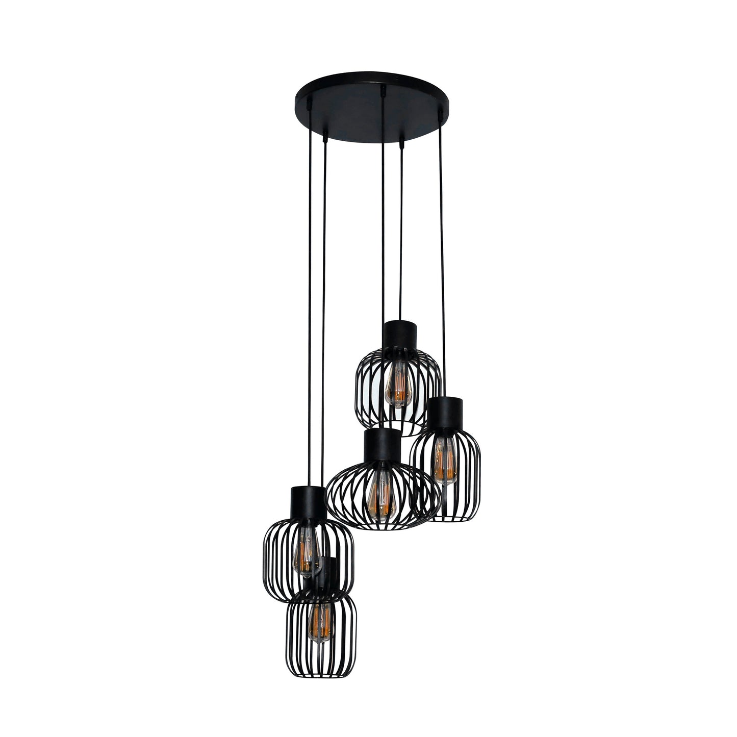 Hanglamp 5L getrapt mix metal / Charcoal