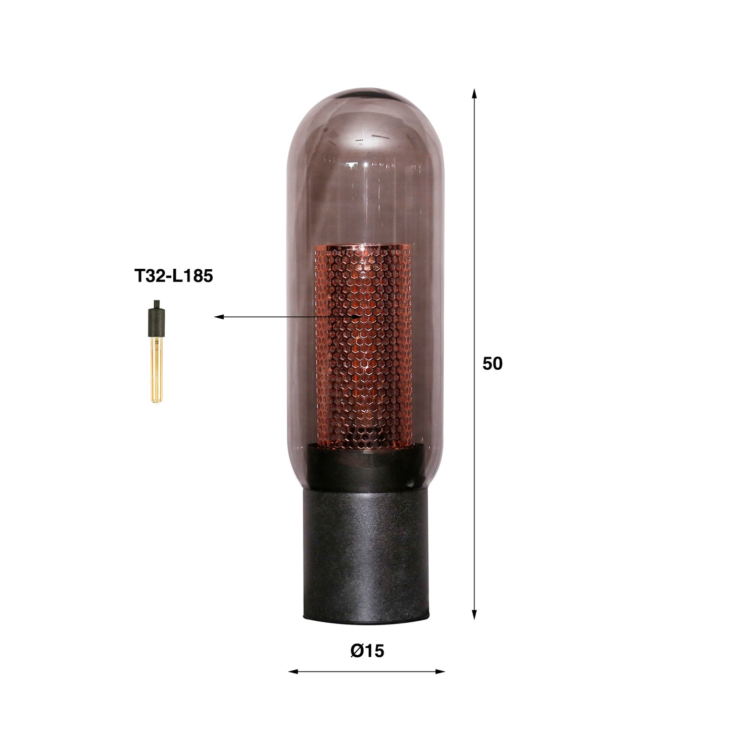 Tafellamp smoke glas-geperforeerd staal / Artic zwart