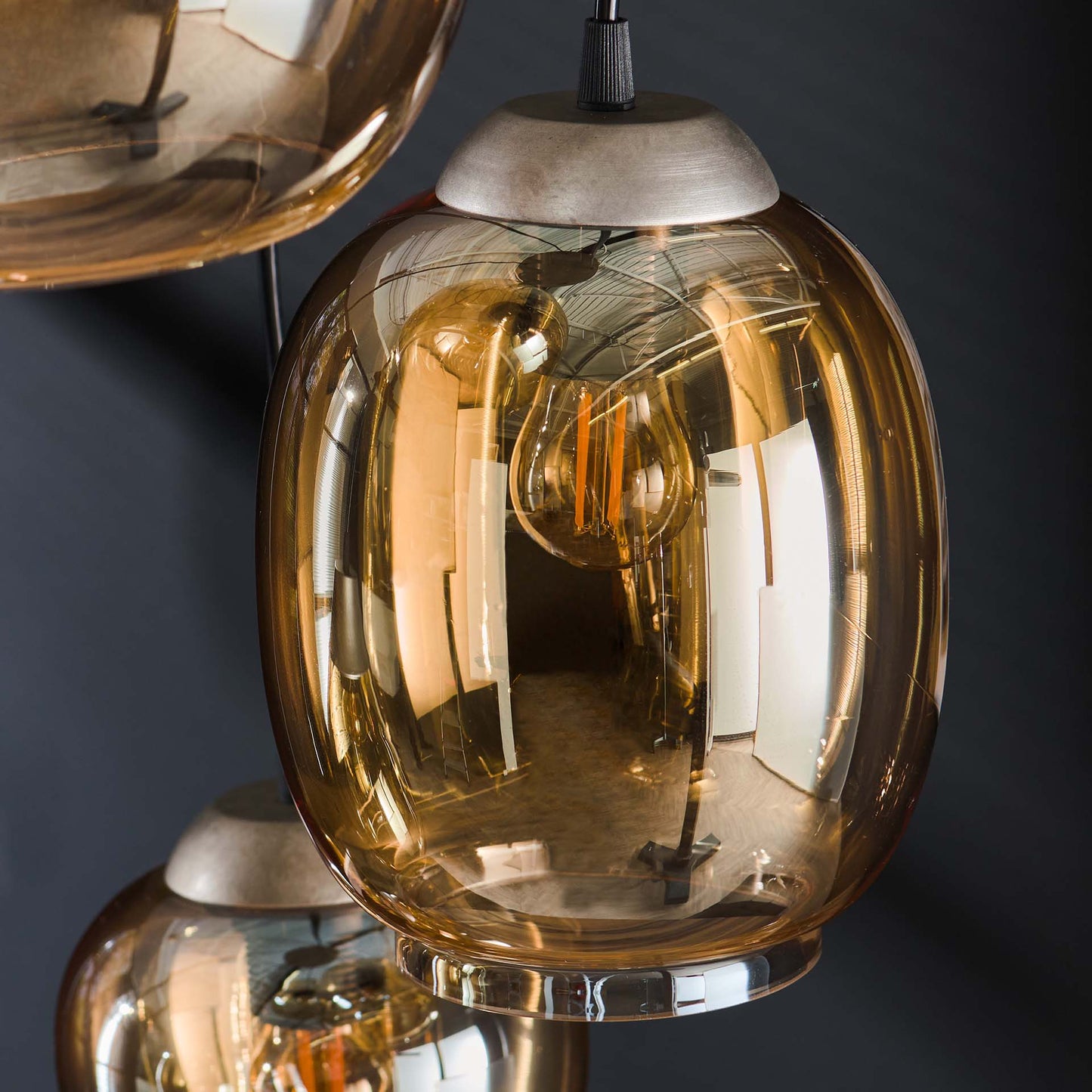 Hanglamp 5L getrapt mix Amberkleurig glas