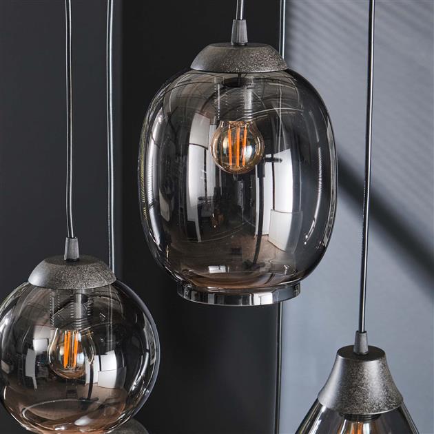 Hanglamp van 5 Lampen Getrapt Mix - 43x43x150 cm - Chromed glas