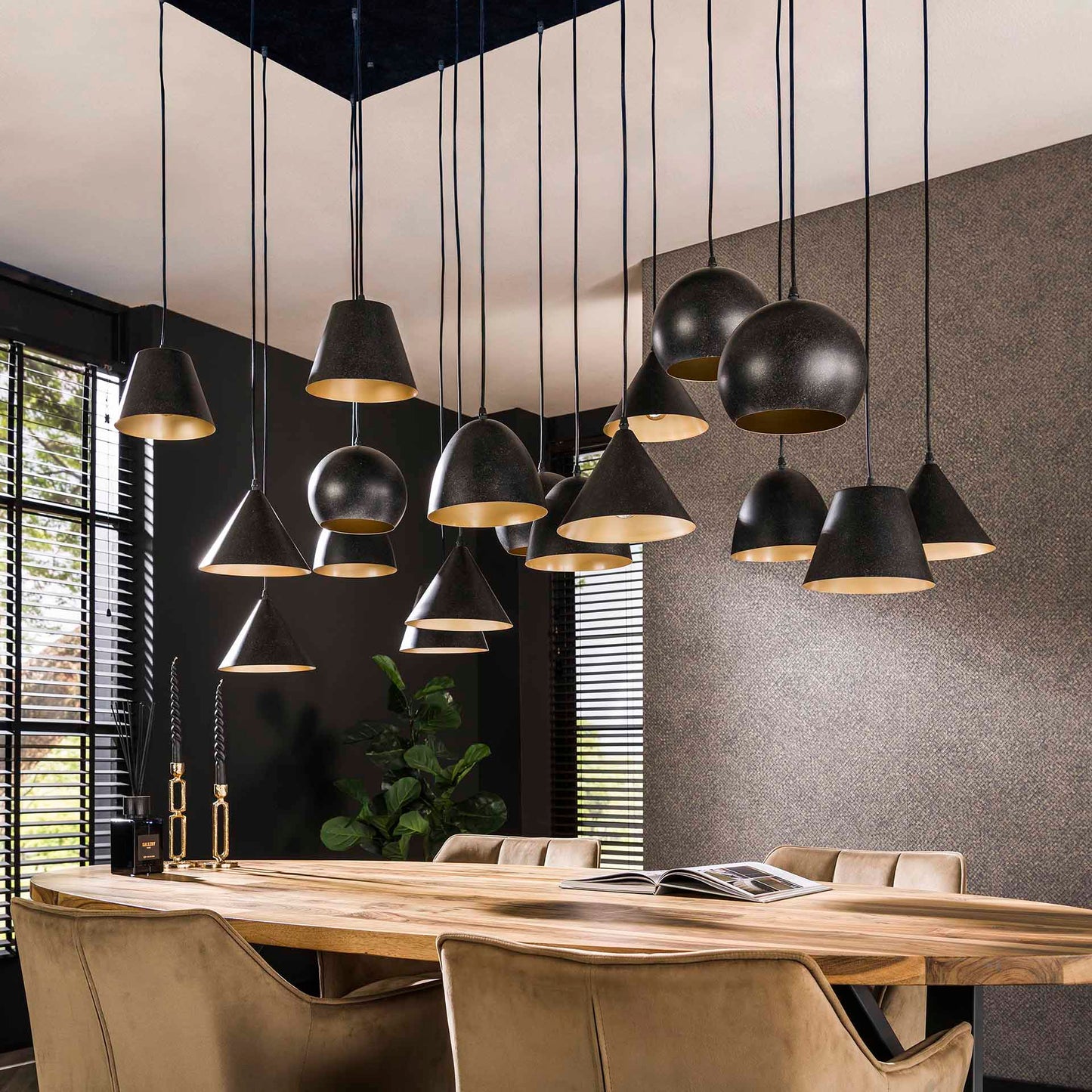 Hanglamp 18L XXL metalen kap / Artic zwart