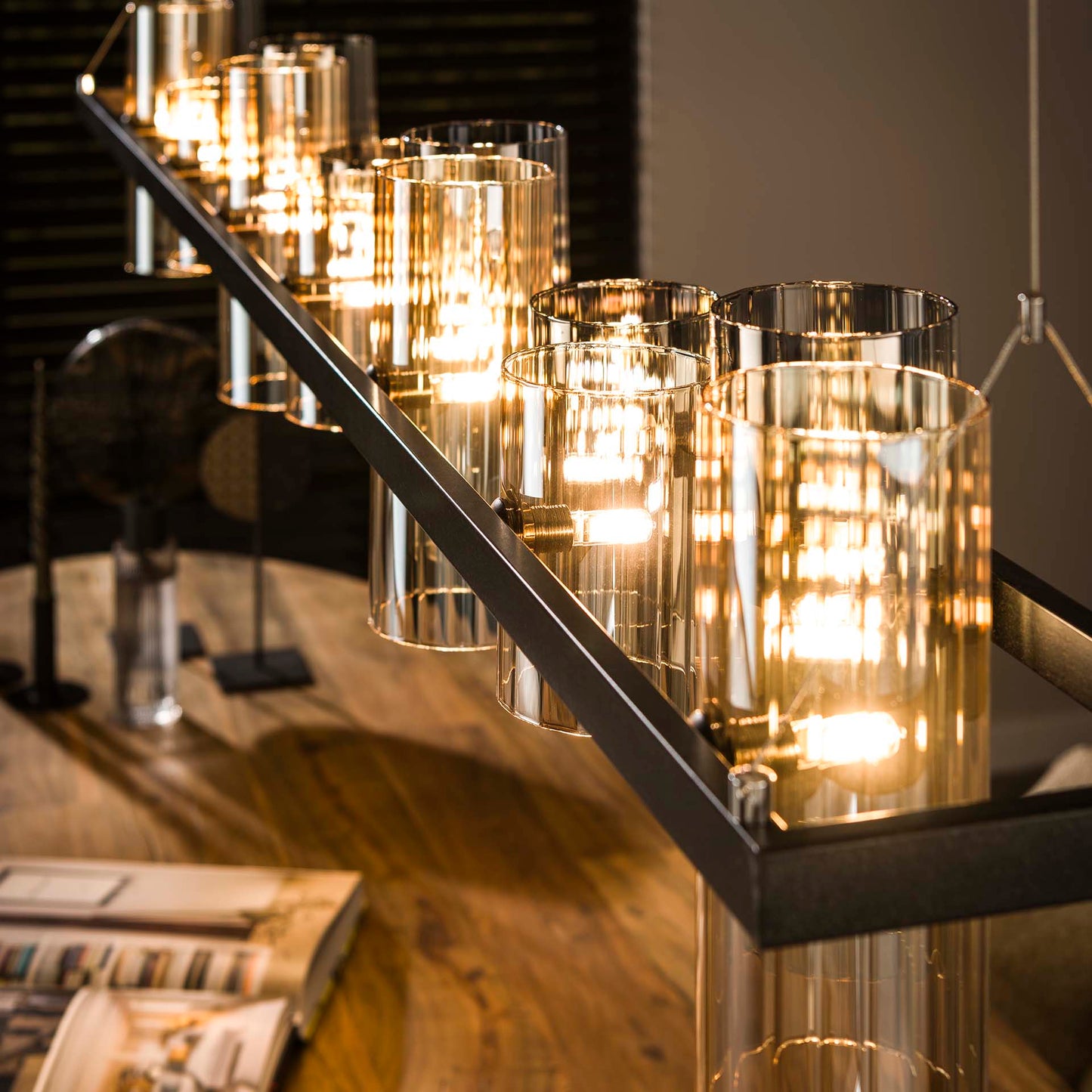 Hanglamp 14L cylinder mixed glass (G9) / Artic zwart