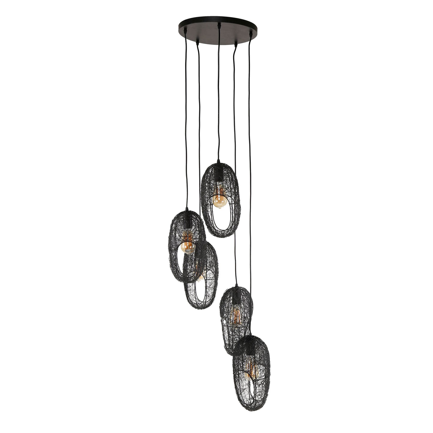 Hanglamp 5L open oog wire / Artic zwart