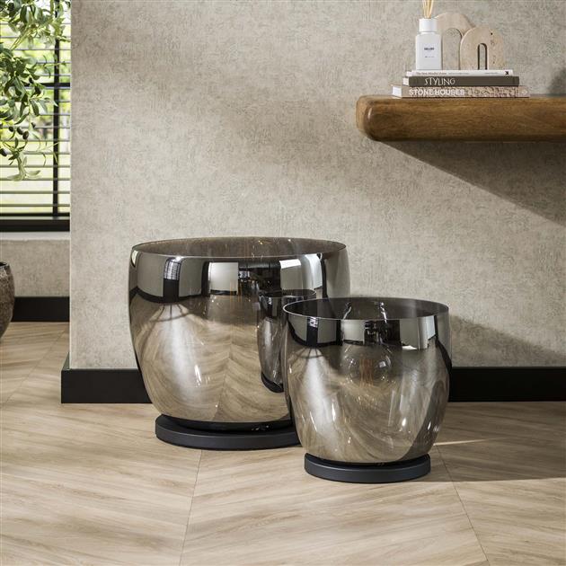 Vloerlamp UP XL Smoke grey glas - 33x33x32 cm