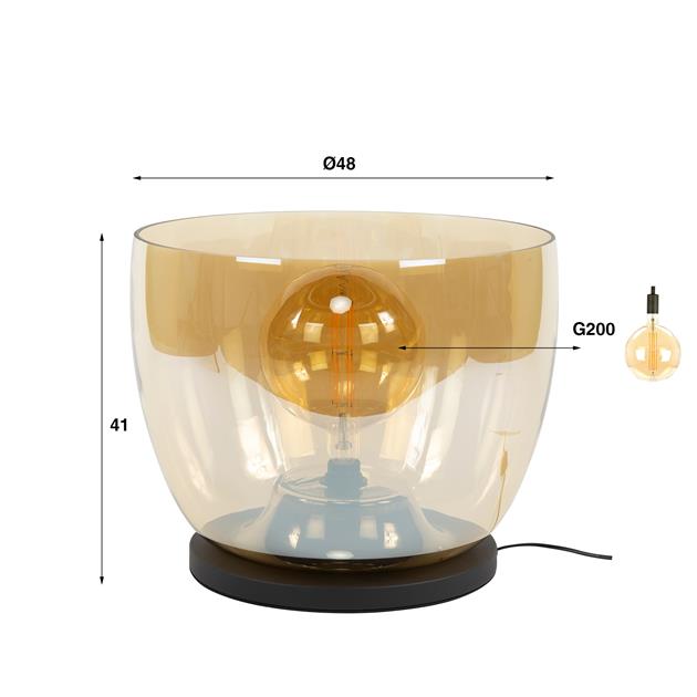 Vloerlamp UP XXL - 48x48x41 cm - Amberkleurig glas