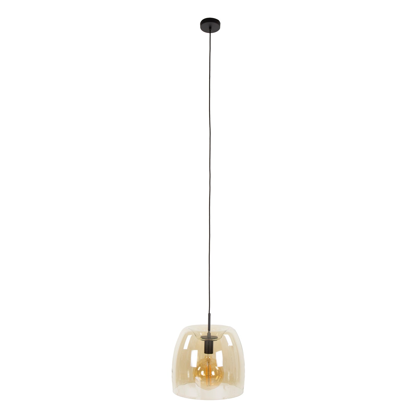 Hanglamp 1L drift glass / Amber color glas