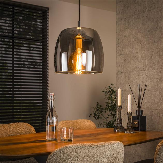 Hanglamp van 1 Lamp - Drift Glass - 35x35x150 cm - Smoke Grey Glas