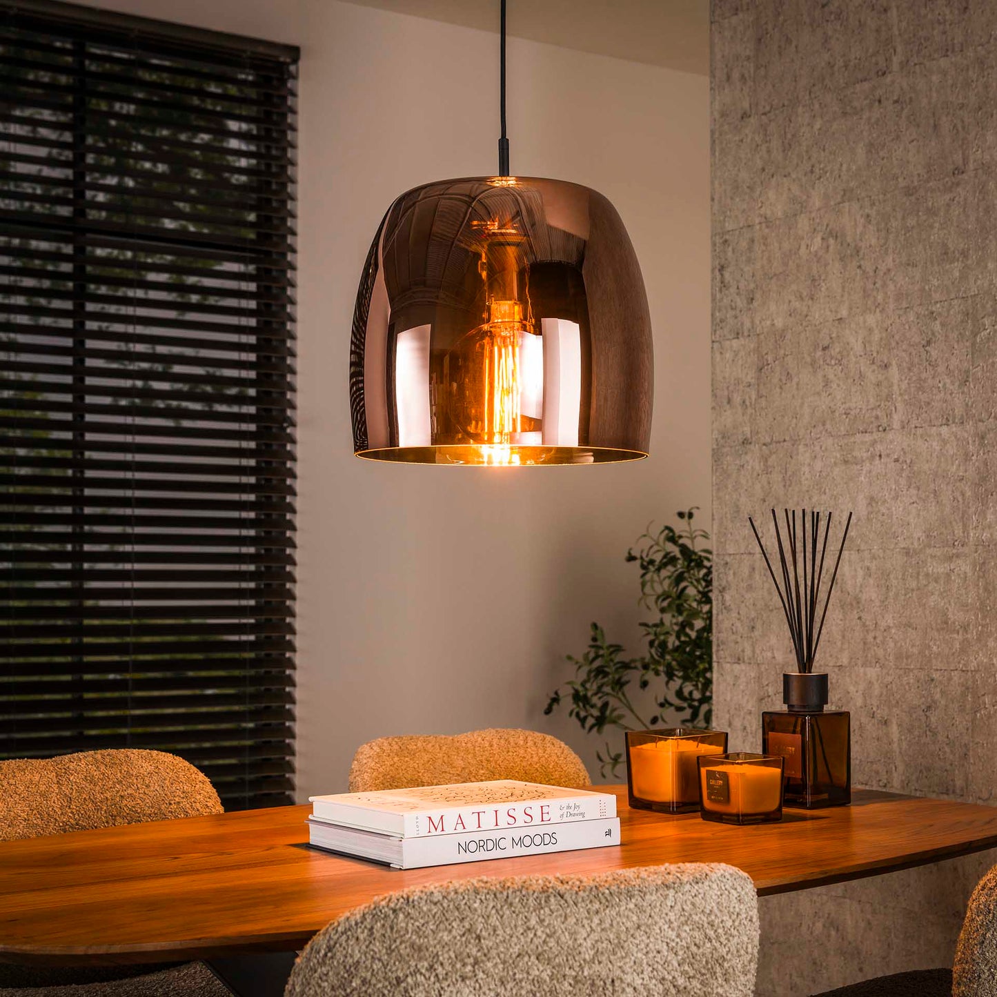 Hanglamp van 1 lamp Drift Glass - 35x35x150 cm - Amber color glas