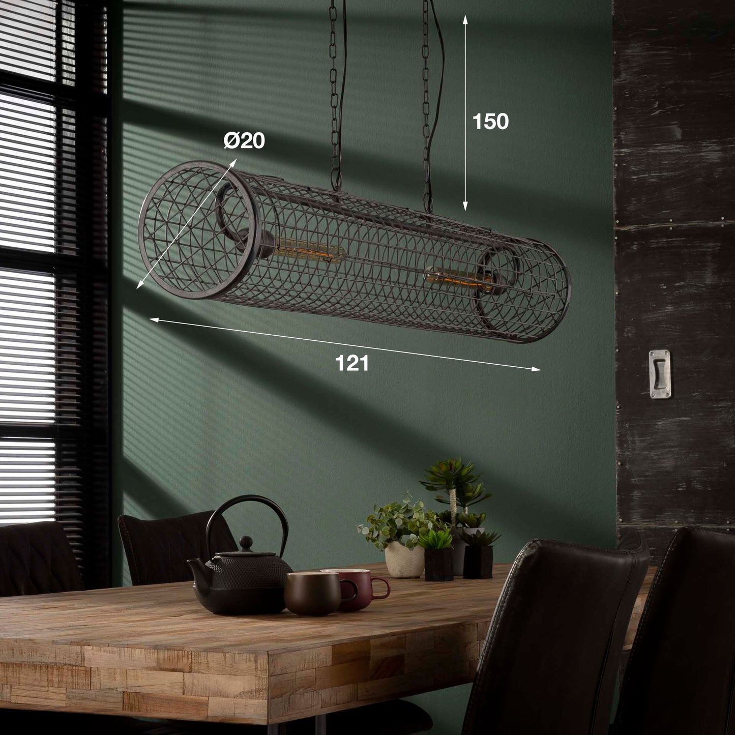 Hanglamp D20cm cylinder gaas/Slate grey