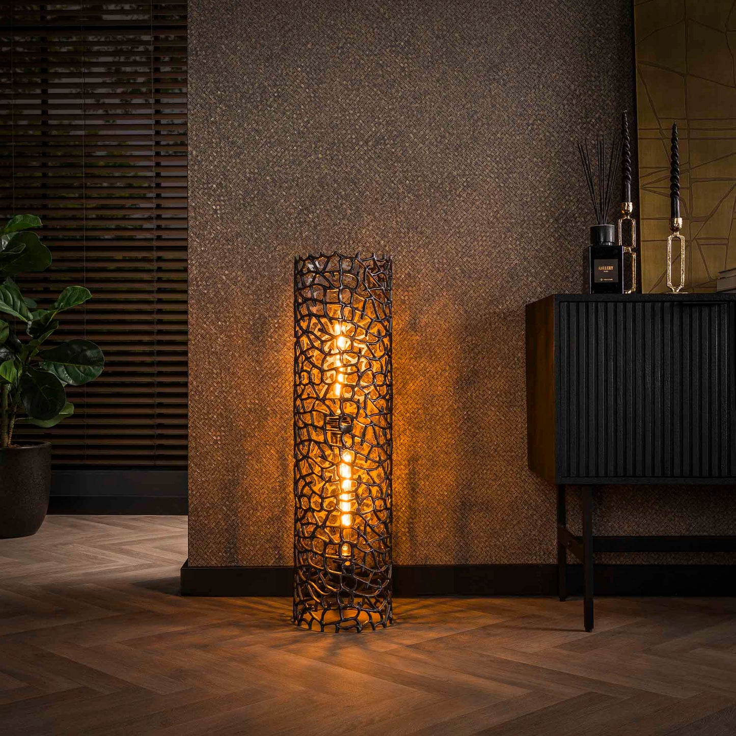 Vloerlamp Ø25 weaver cylinder L / Zwart nikkel