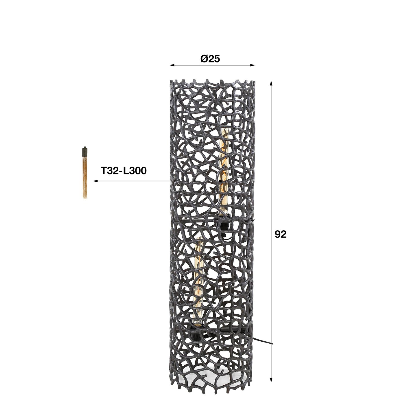 Vloerlamp Ø25 weaver cylinder L / Zwart nikkel