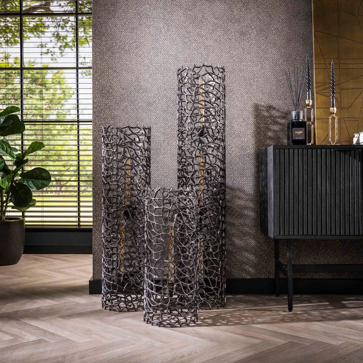 Vloerlamp Ø25 weaver cylinder XL / Zwart nikkel