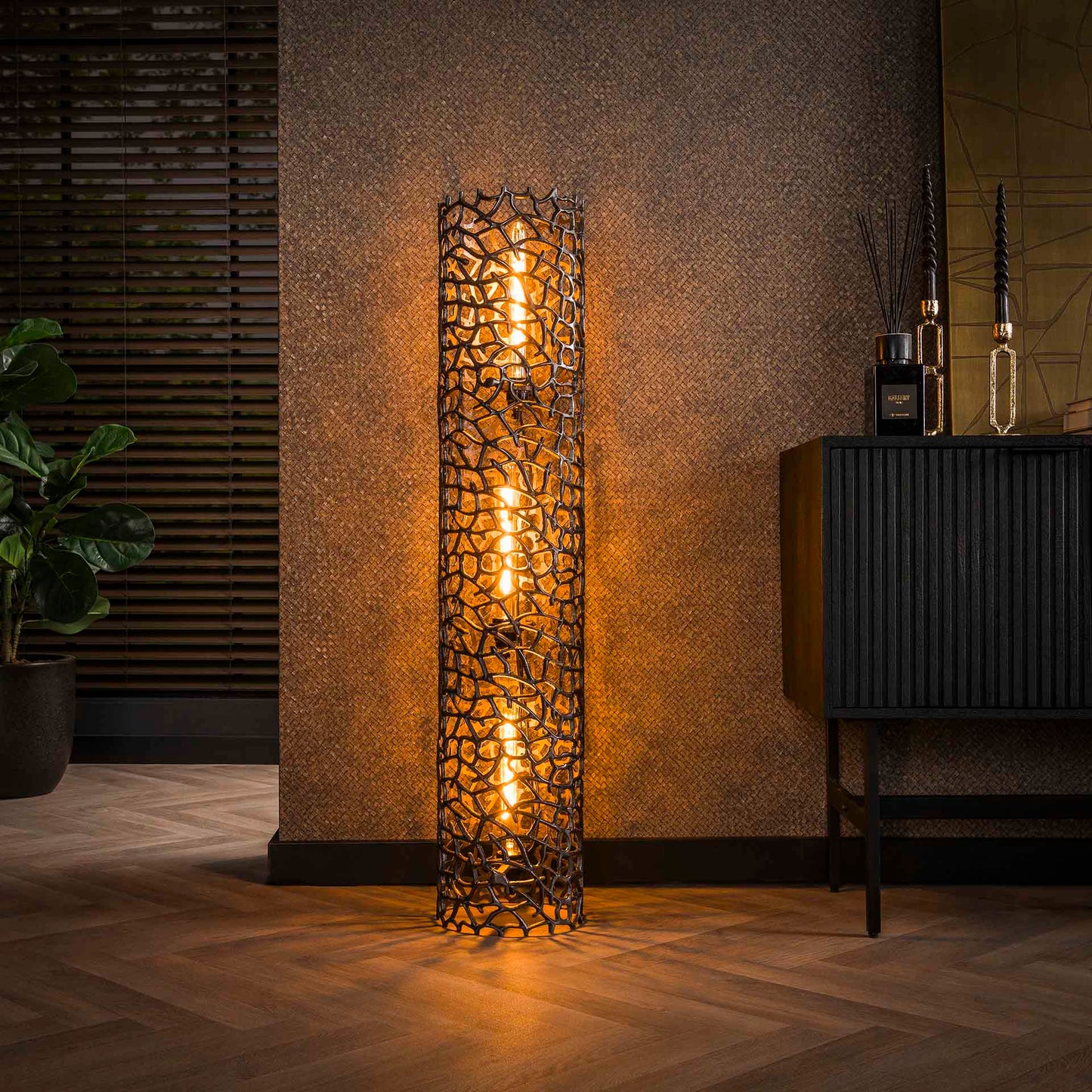Vloerlamp Ø25 weaver cylinder XL / Zwart nikkel