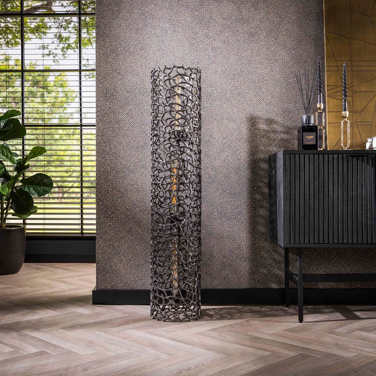 Vloerlamp Ø25 weaver cylinder XL / Zwart nikkel