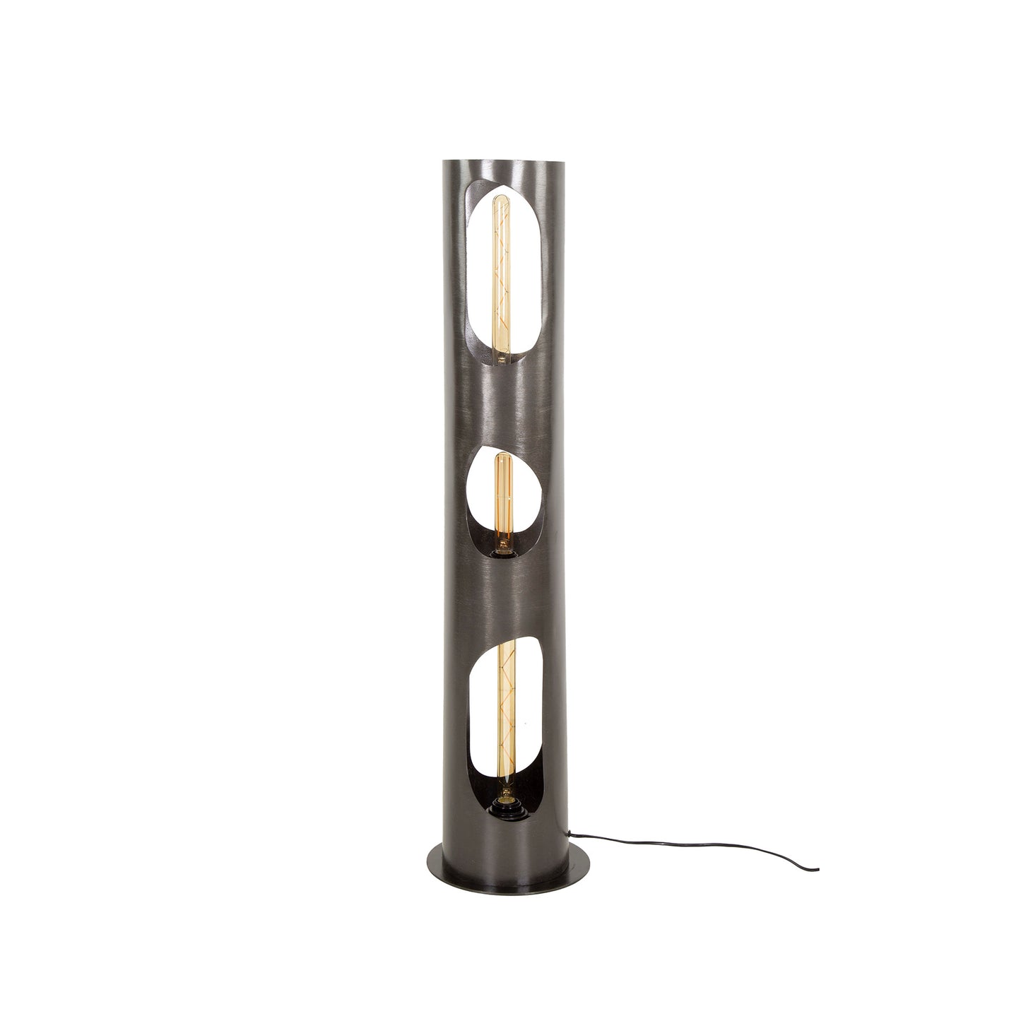 Vloerlamp Ø25 organic cylinder L / Zwart nikkel