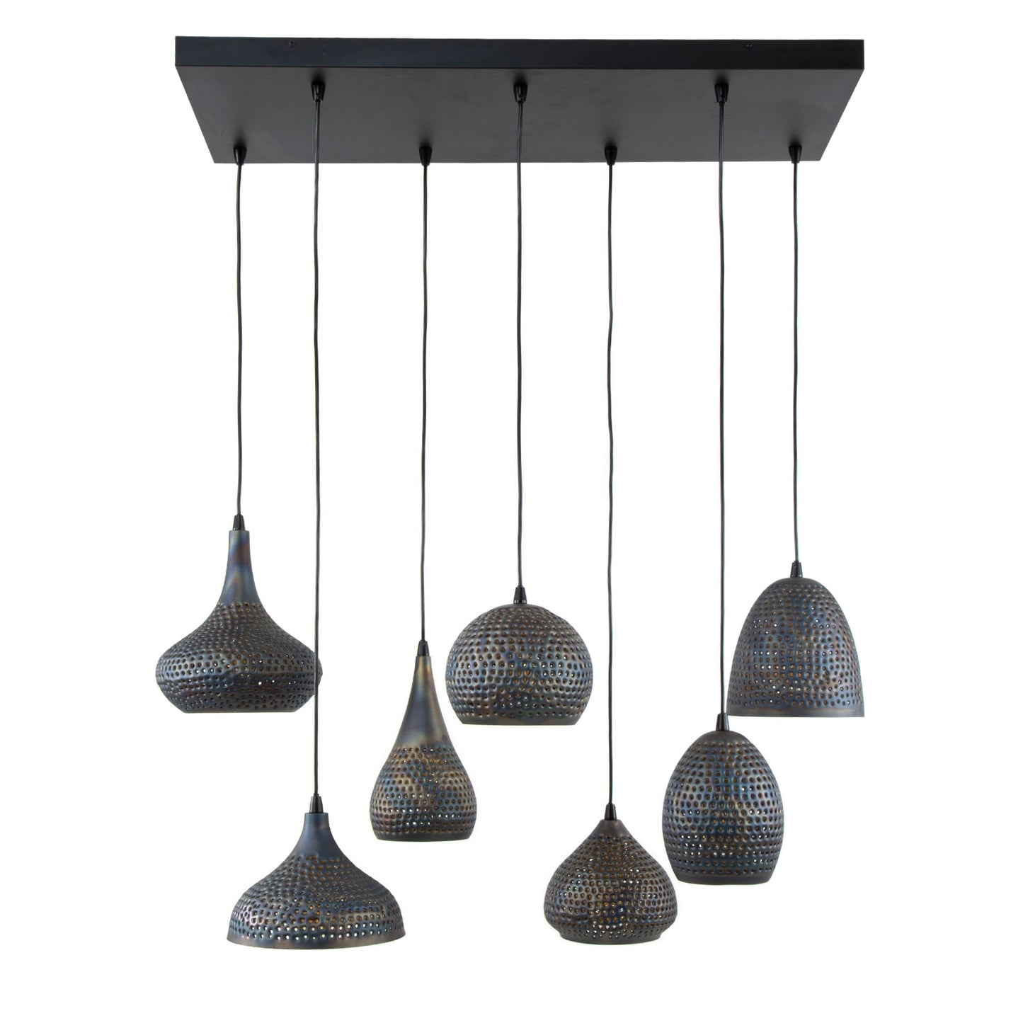 Hanglamp 4+3 punch mix / Zwart bruin