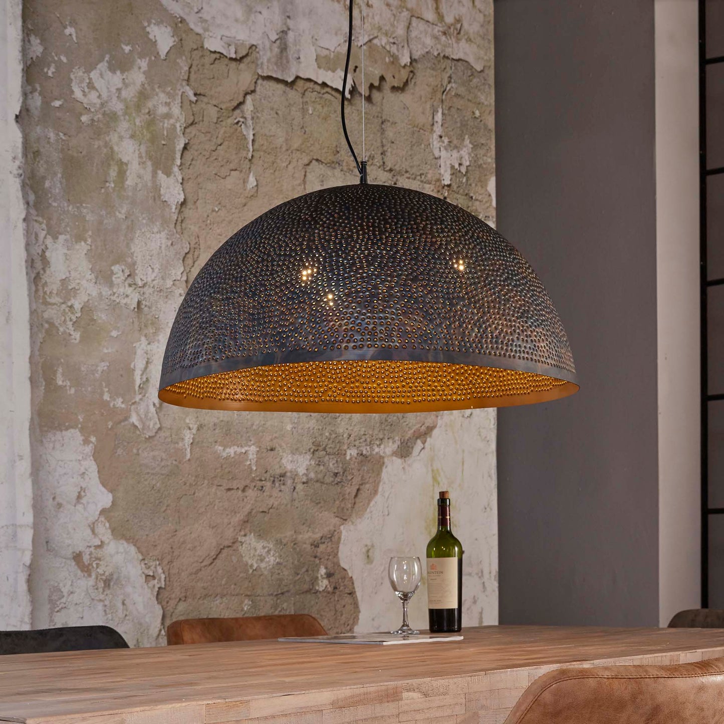 Hanglamp Ø70 punch / Zwart bruin