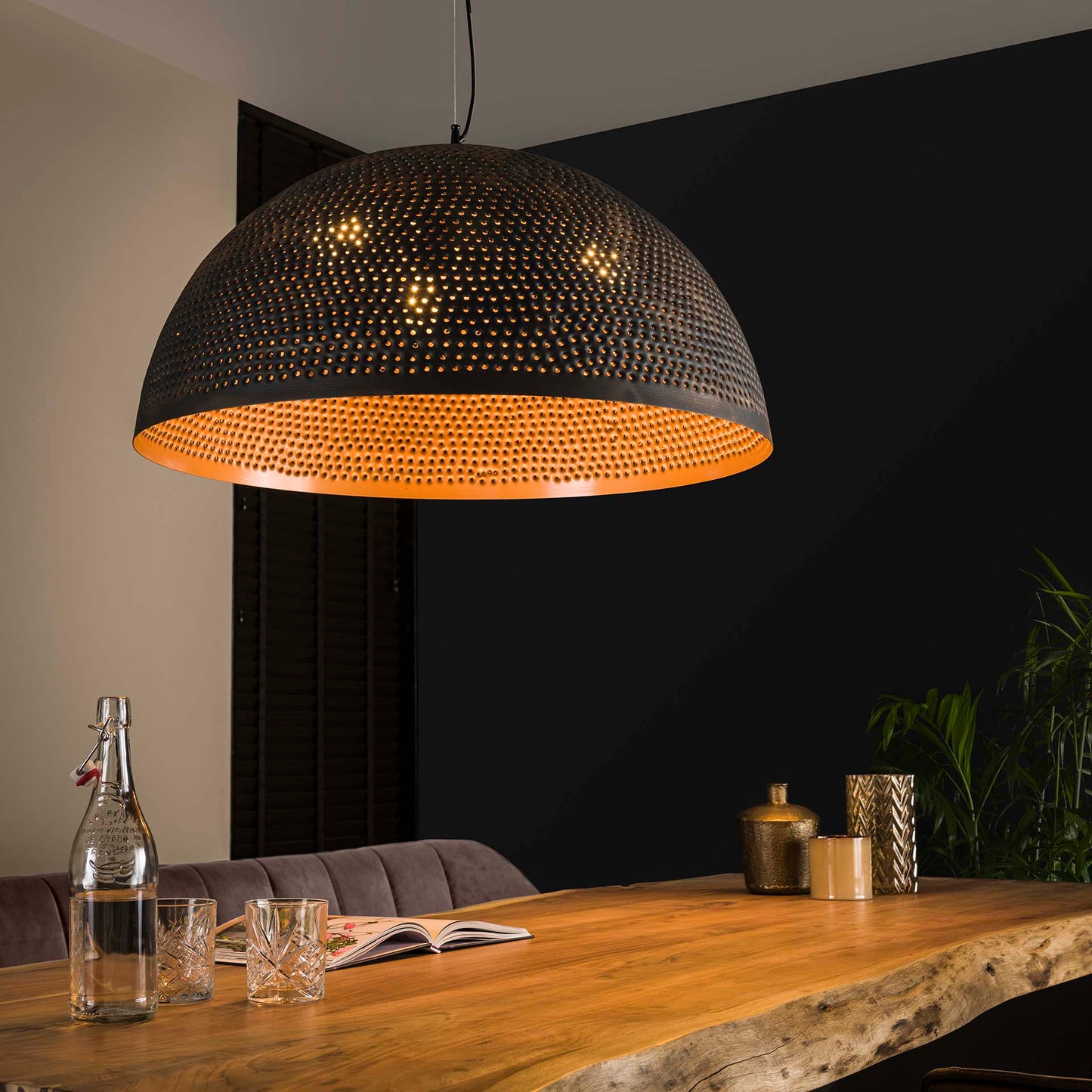 Hanglamp Ø70 punch / Zwart bruin