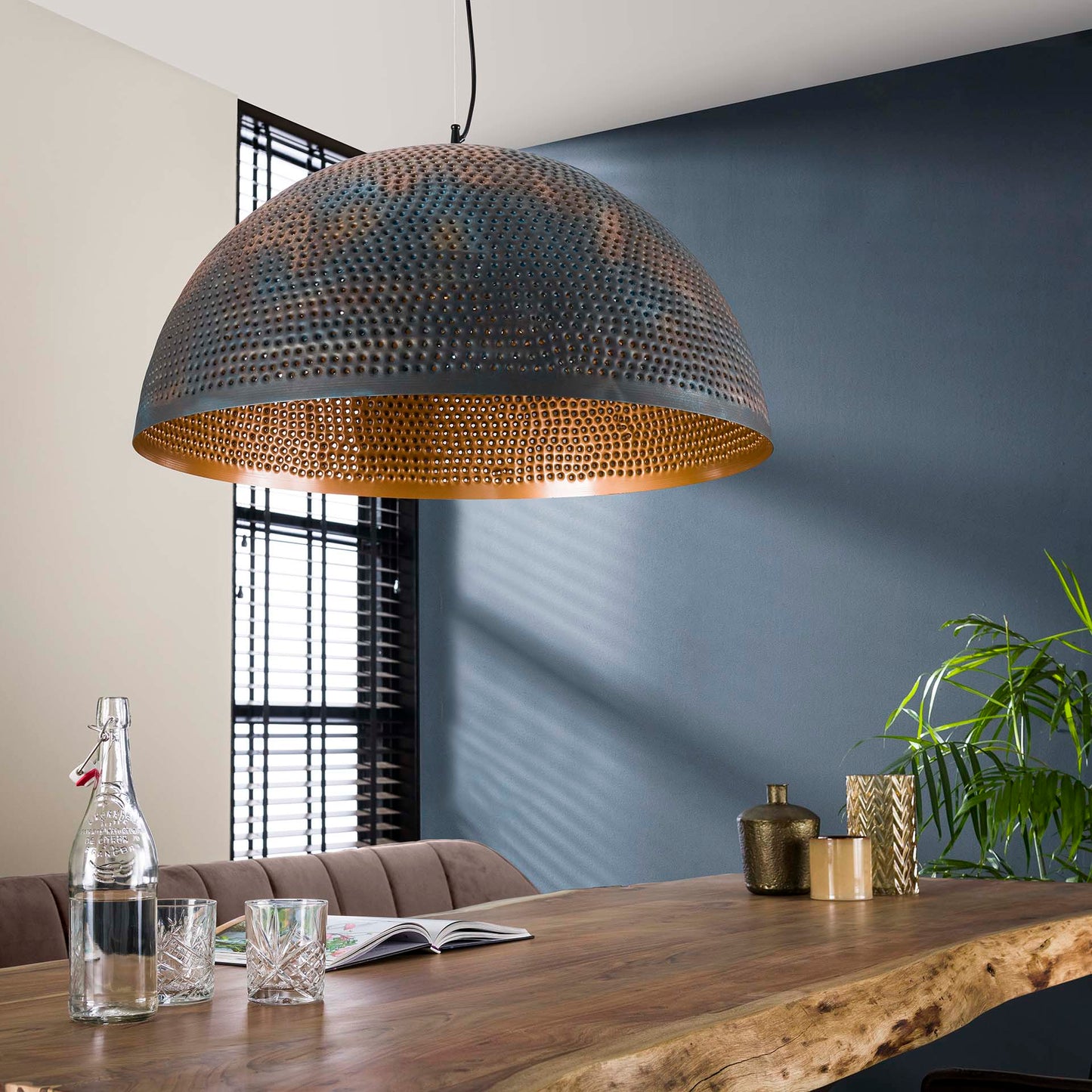 Hanglamp Ø70 punch / Zwart bruin