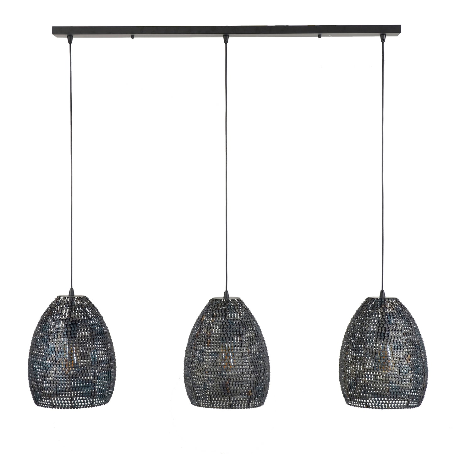 Hanglamp 3x Ø26 armor ovaal / Zwart bruin