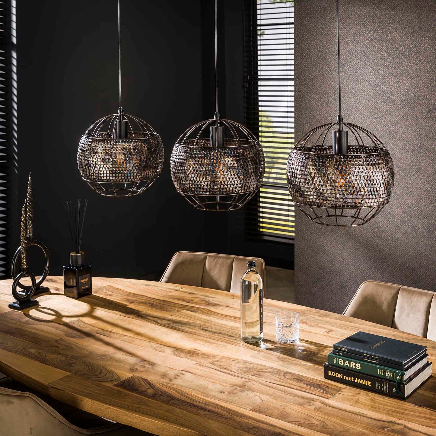 Hanglamp 3L Ø30 armor open / Zwart bruin