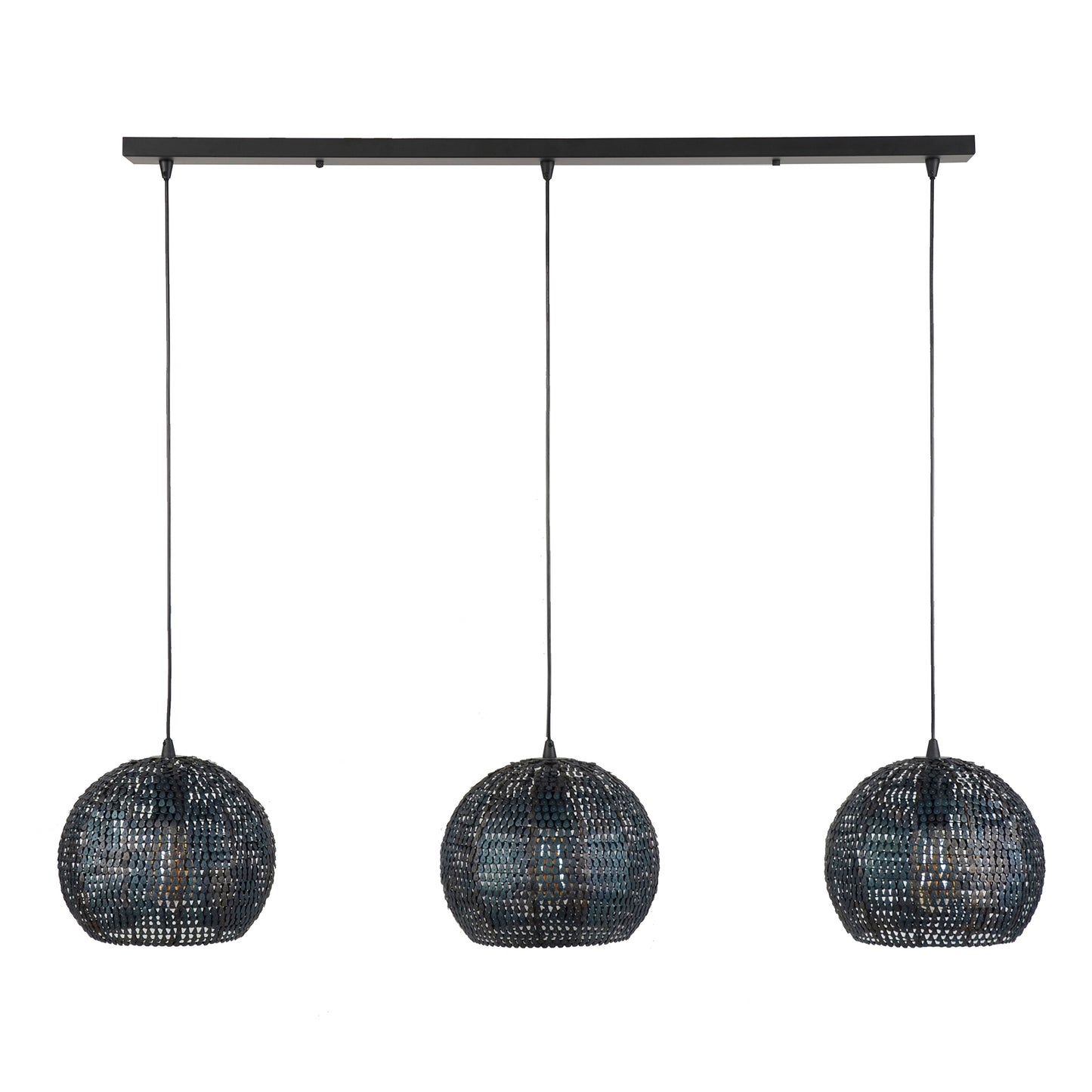 Hanglamp 3x Ø26 armor half rond / Zwart bruin