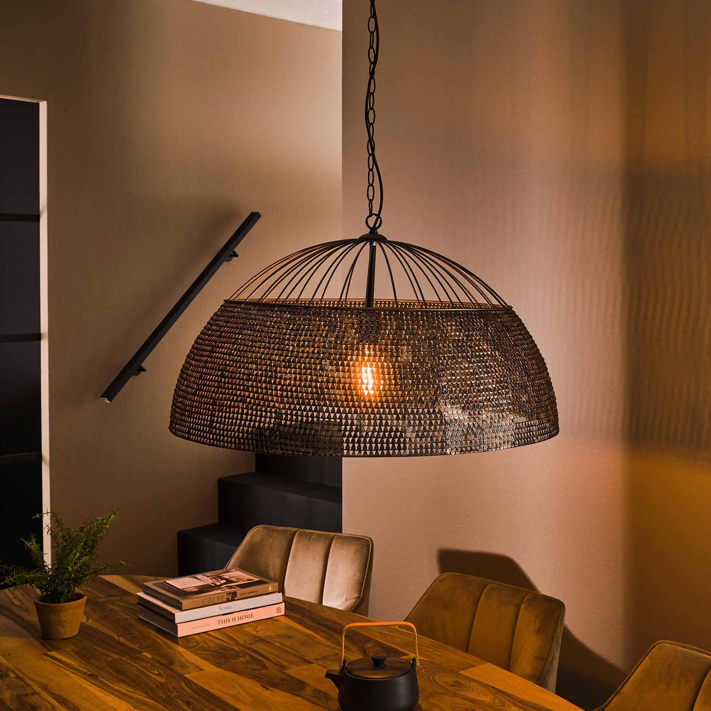 Hanglamp Ø80 Armor - 80x80x150 cm - Zwart bruin