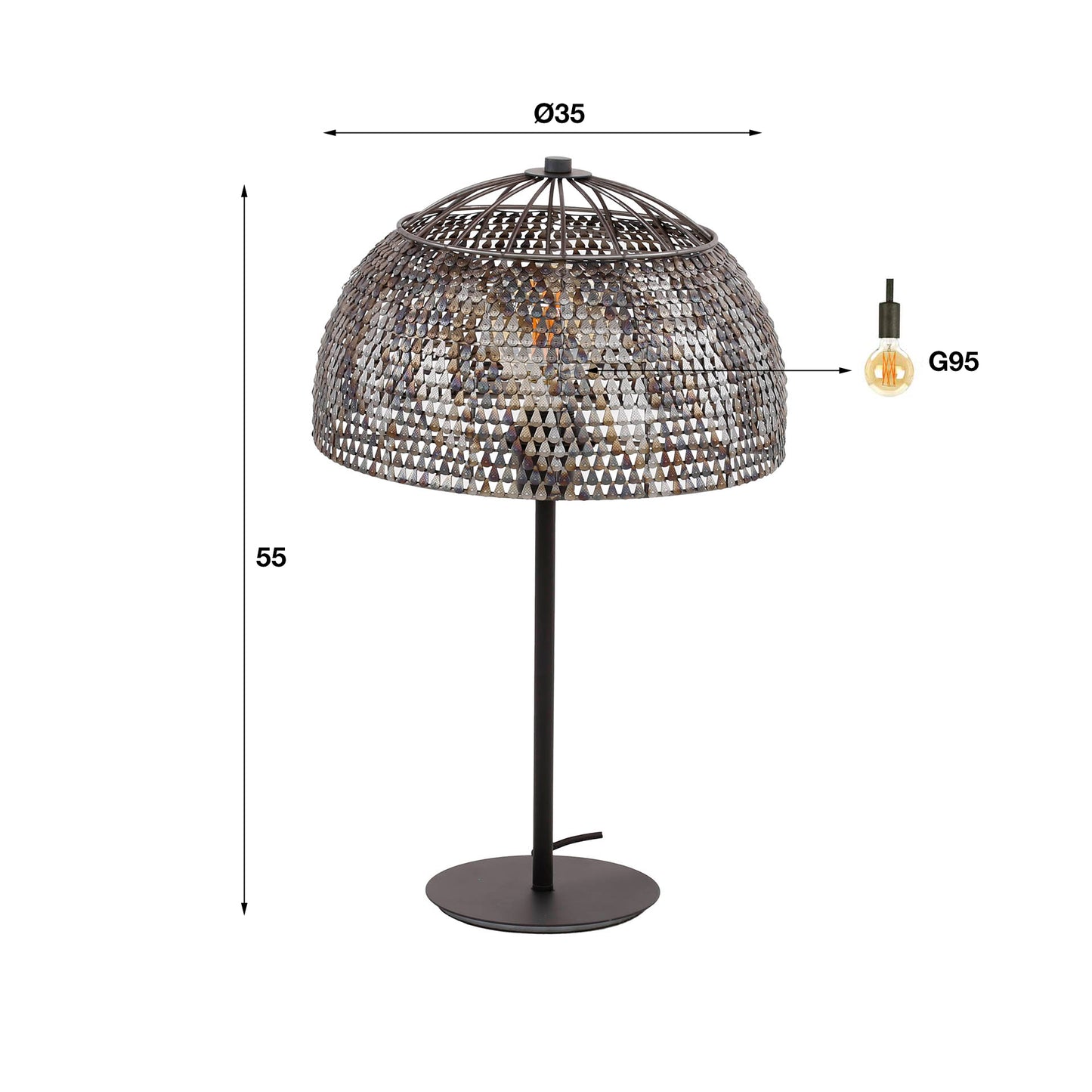 Tafellamp Ø35 armor open / Zwart bruin