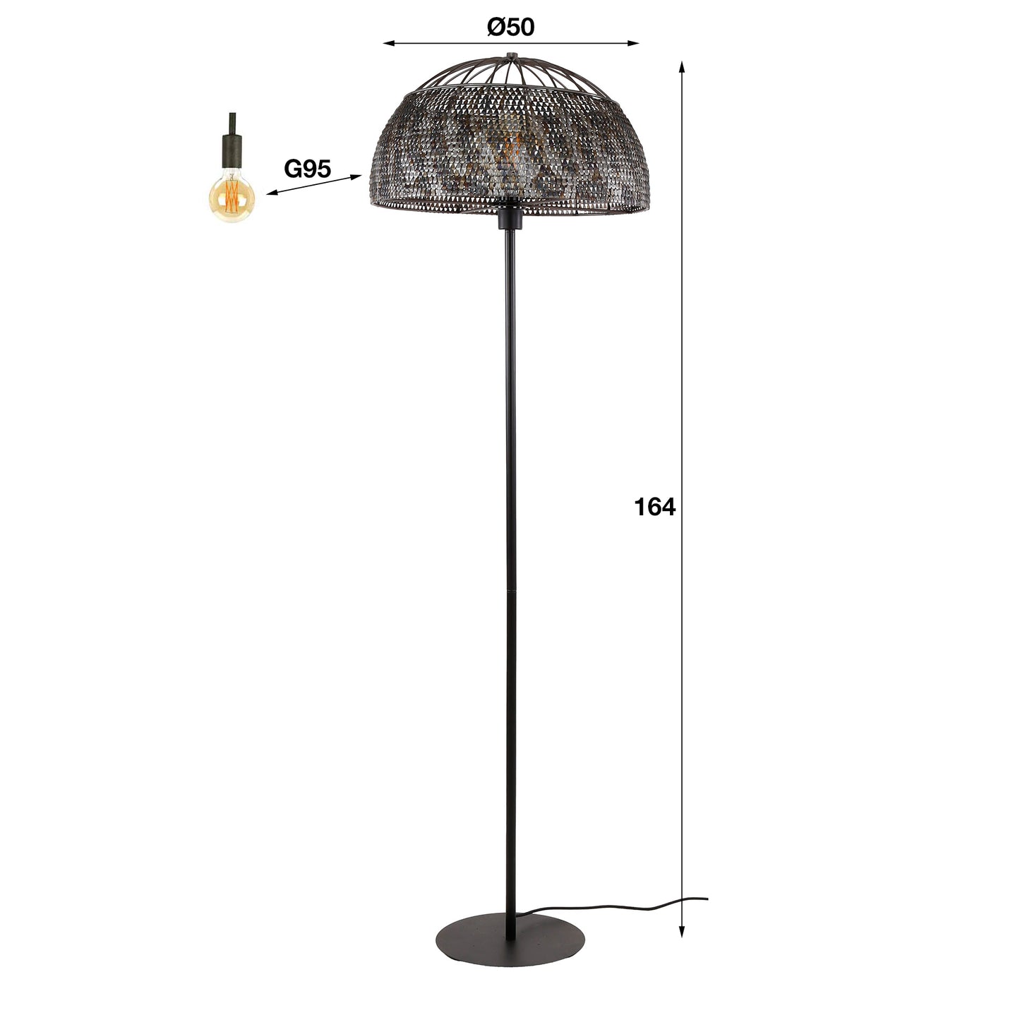 Vloerlamp Ø50 armor open / Zwart bruin