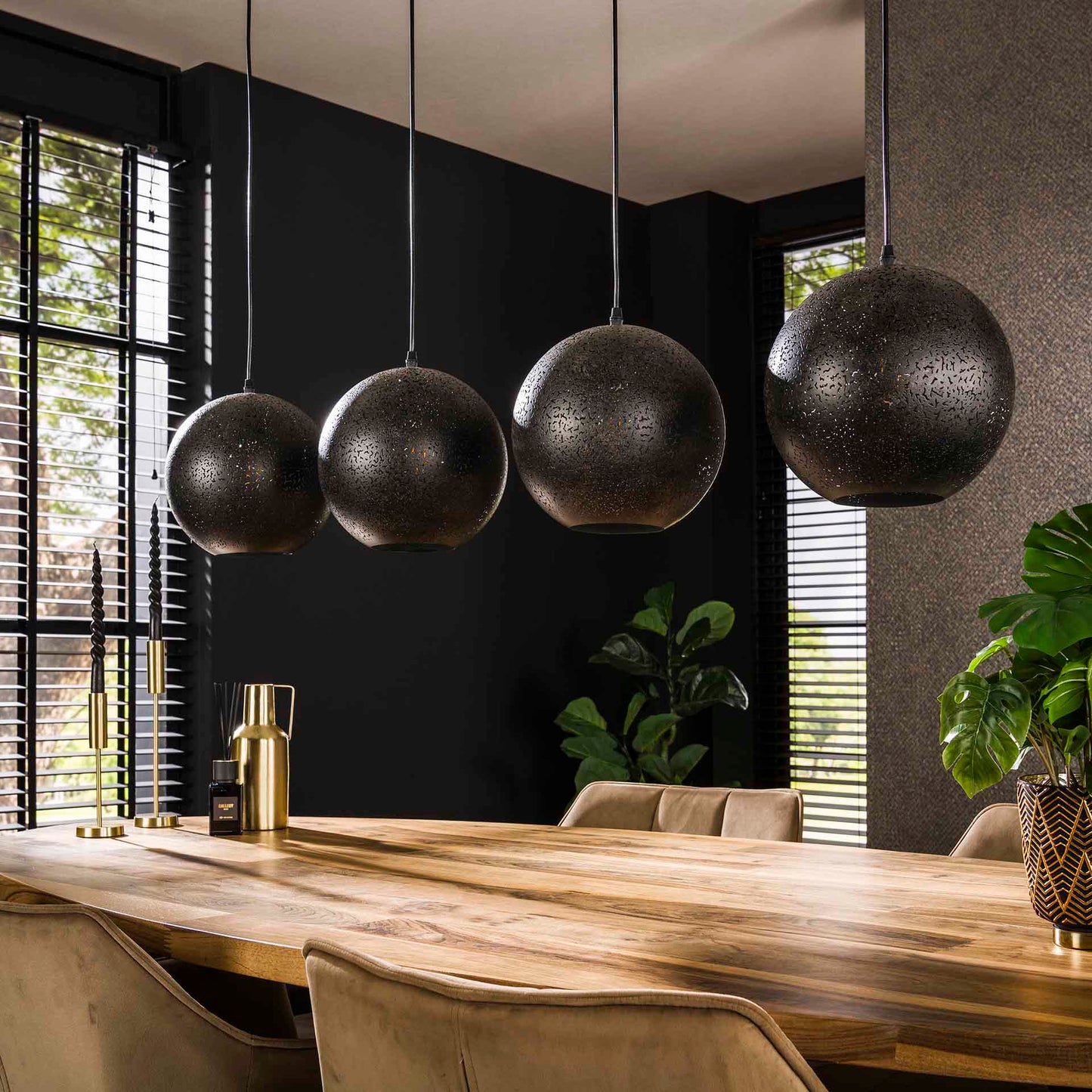 Hanglamp 4x Ø25 zip / Artic zwart