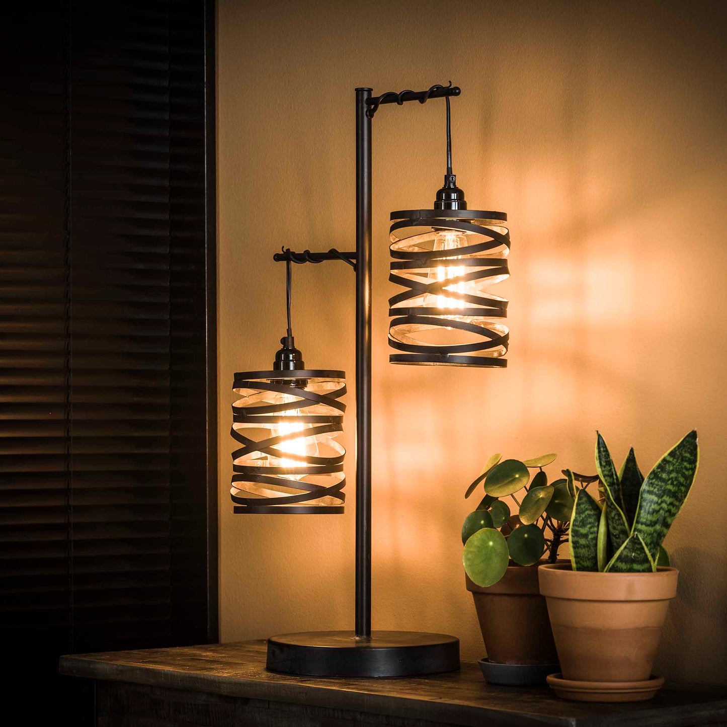 Tafellamp 2L Spindle - 37x23x70 cm - Slate Grey