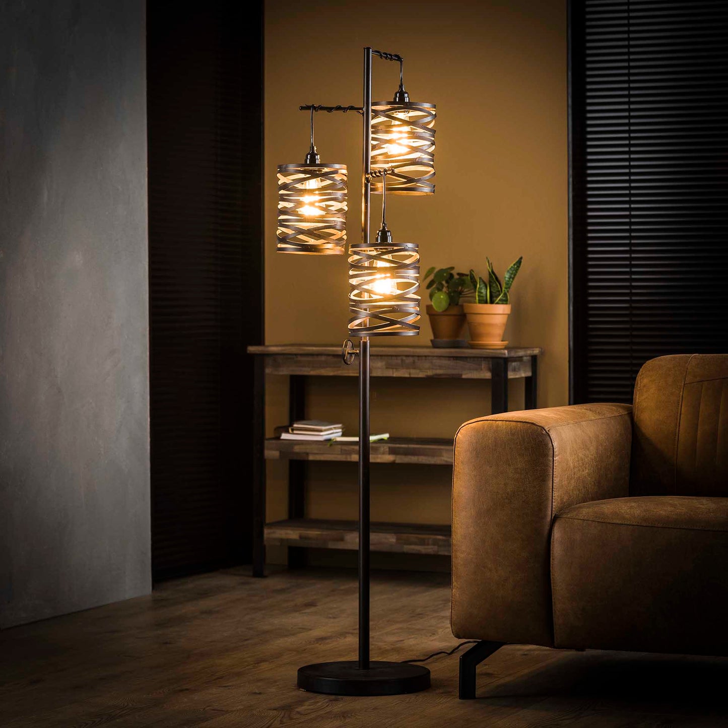 Vloerlamp van 3 Lampen Spindle - 37x29x150 cm - Slate grey