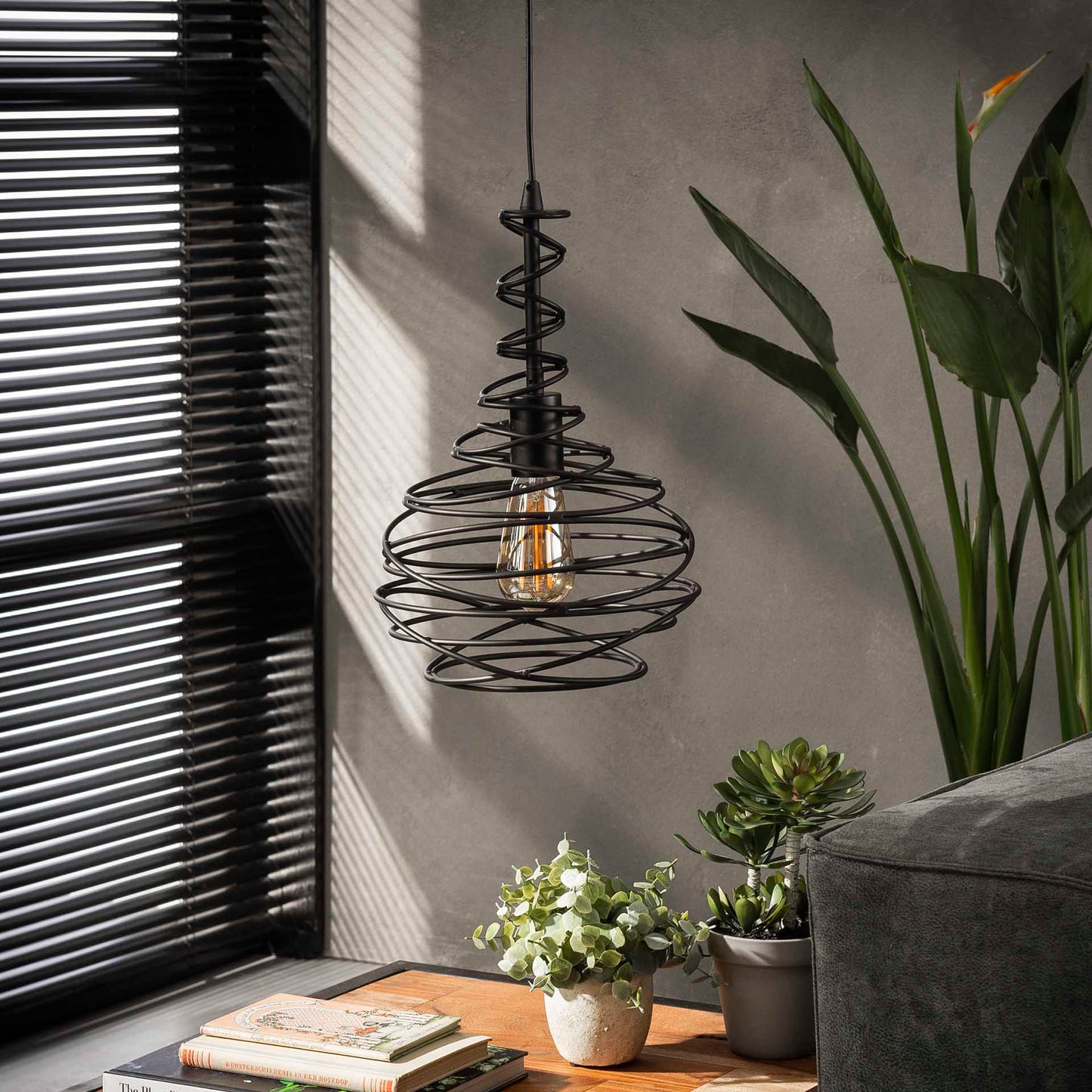Hanglamp 1x Ø25 kegel spinn / Zwart