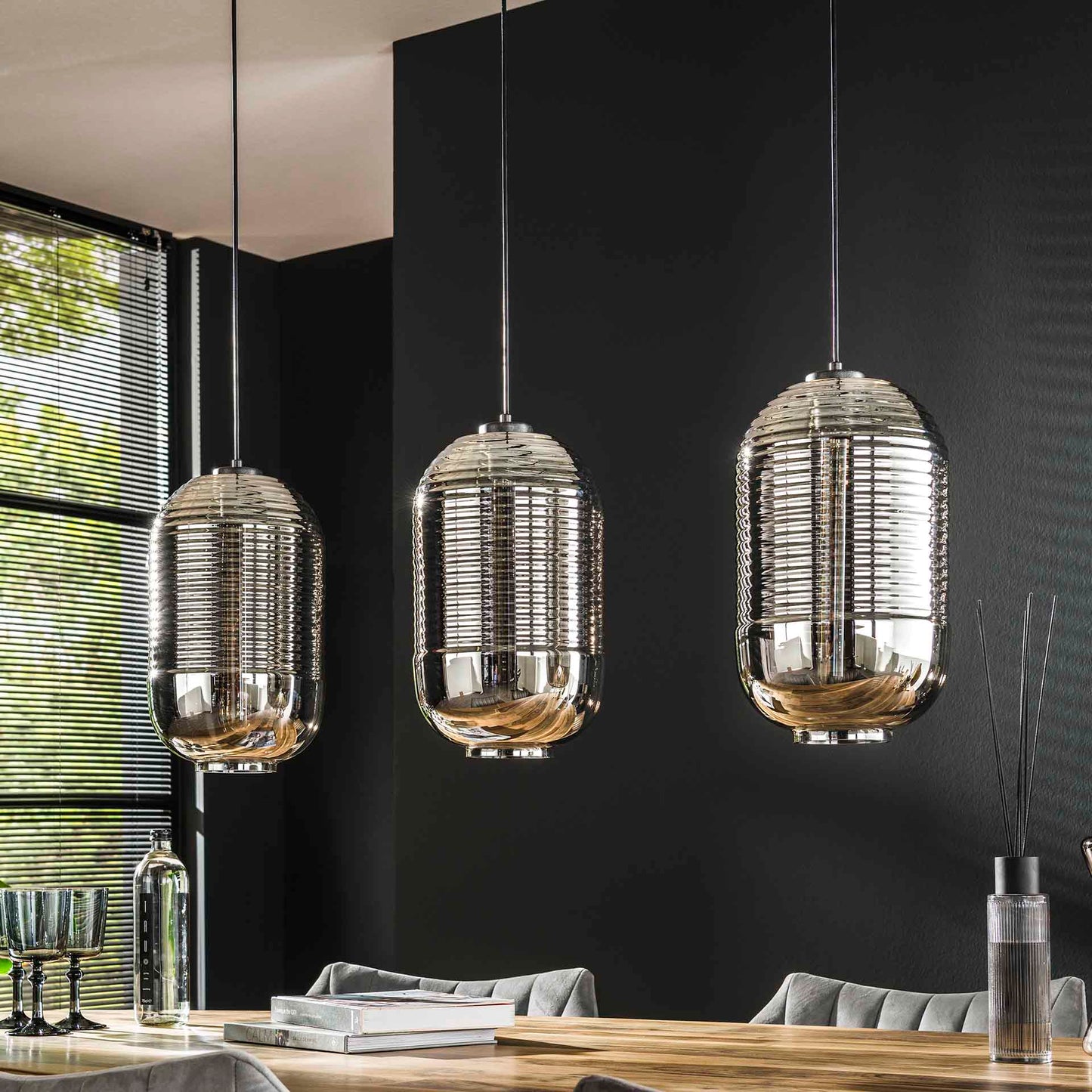 Hanglamp 3L tub chromed glass