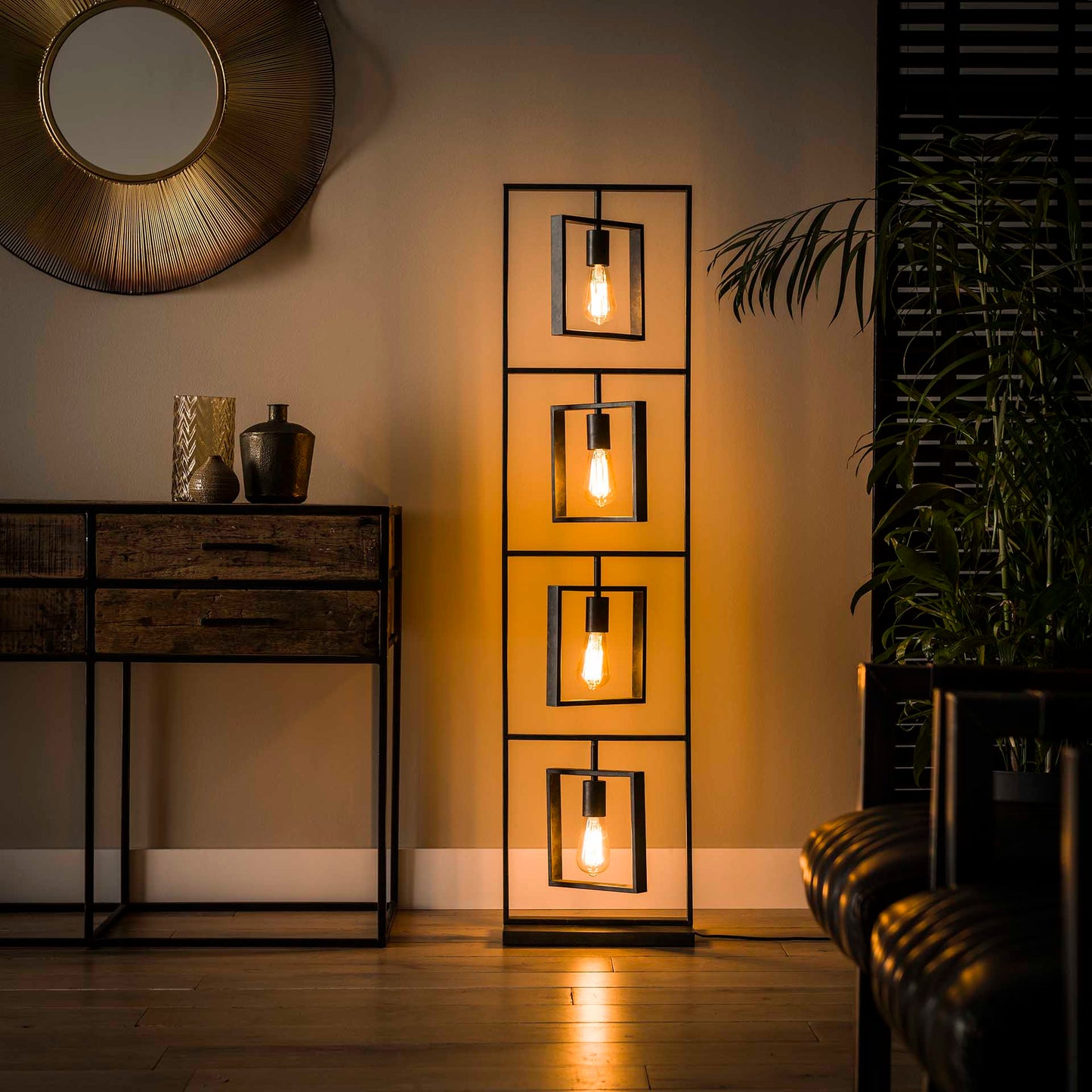 Vloerlamp van 4 Lampen Turn Square - 35x22x140 cm - Charcoal