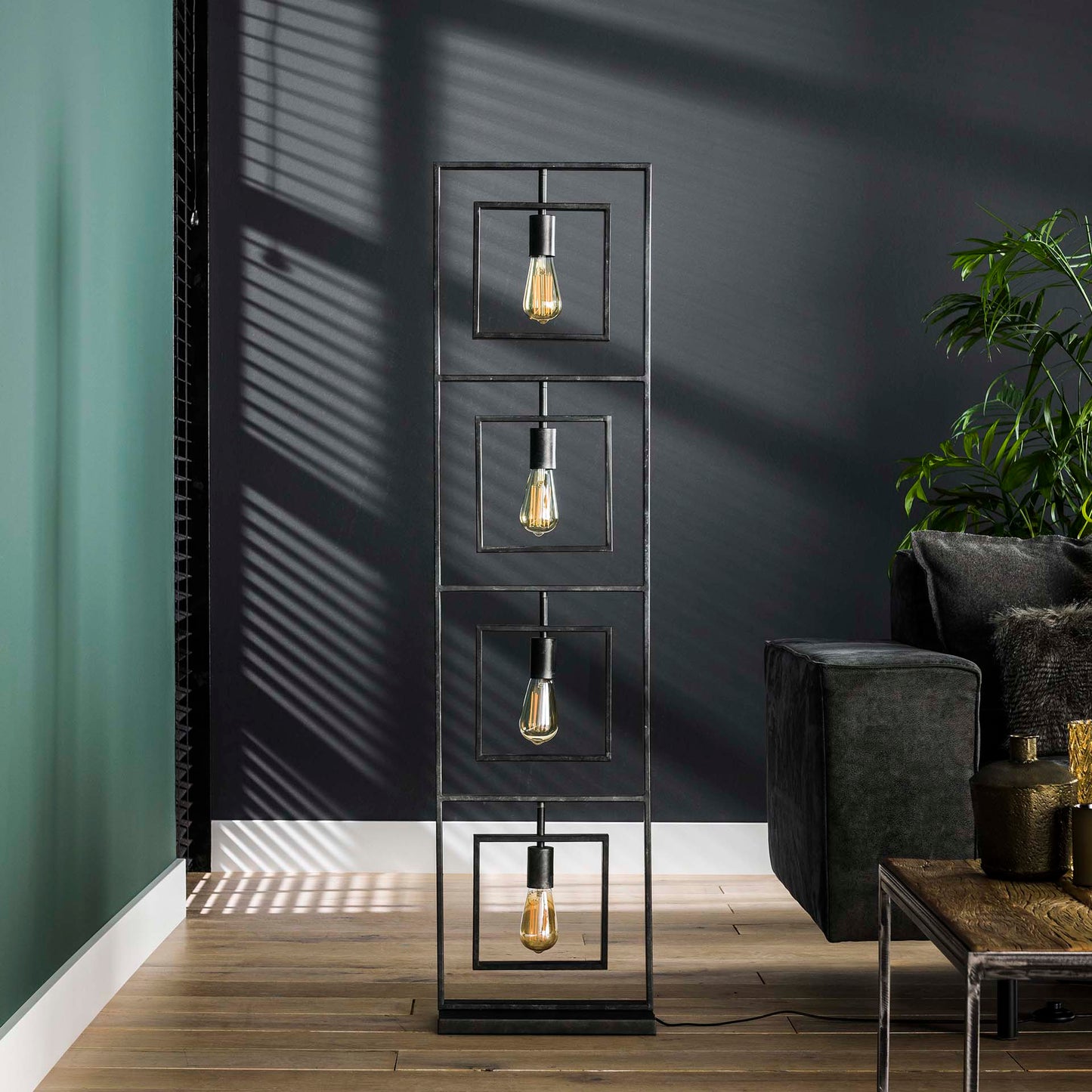 Vloerlamp 4L Turn square / Charcoal
