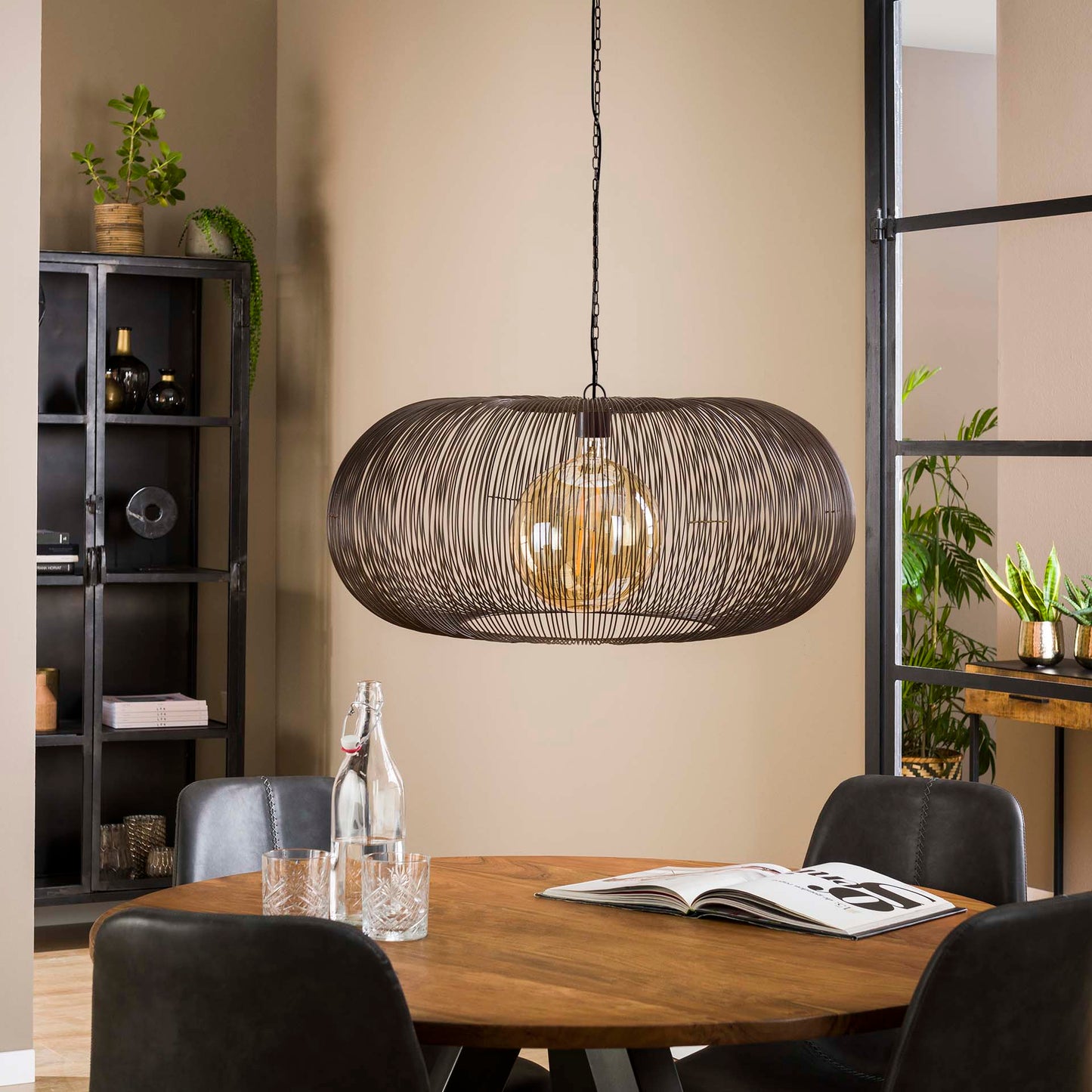 Hanglamp Ø70 copper twist / Zwart nikkel