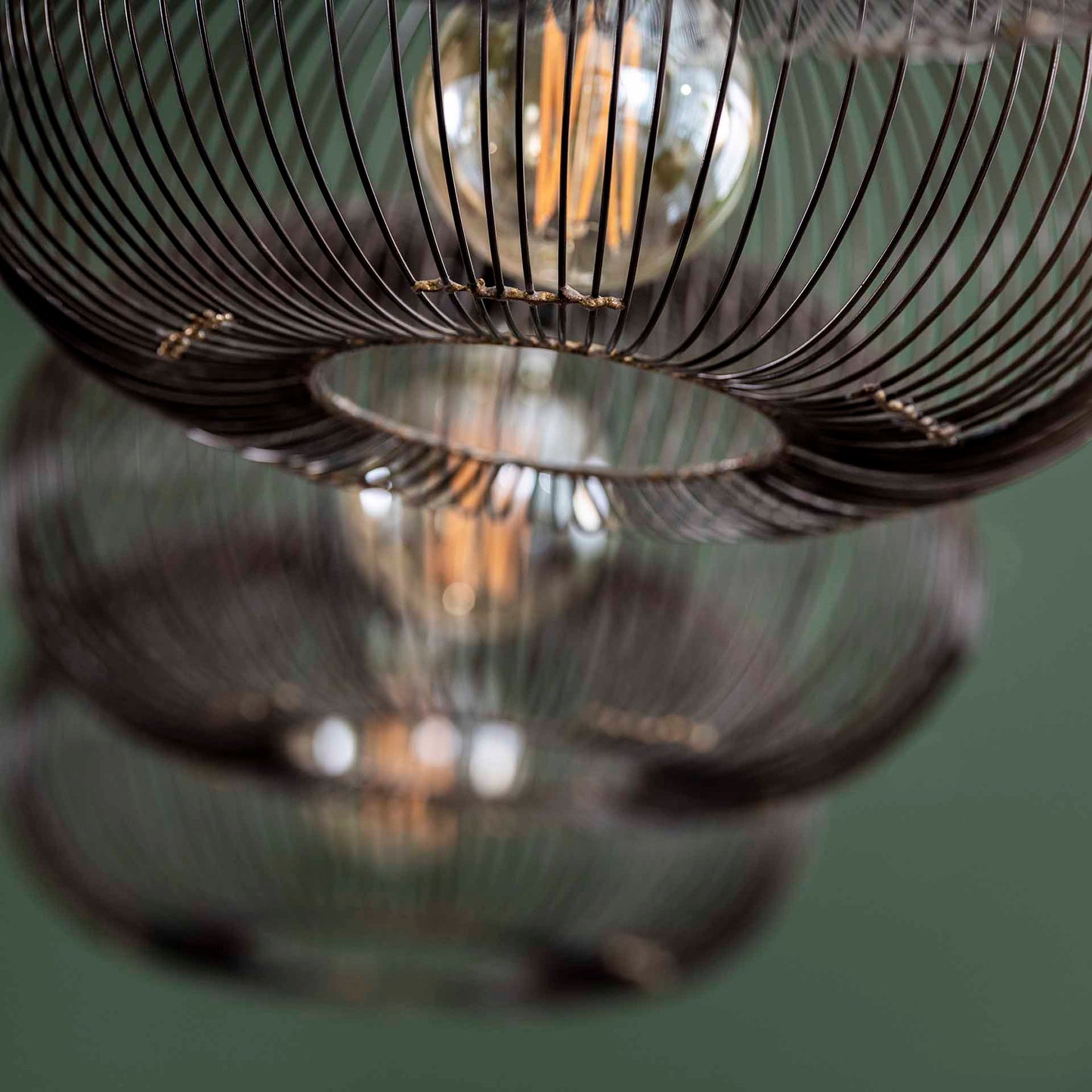 Hanglamp 4x Ø35 disk wire copper twist / Zwart nikkel