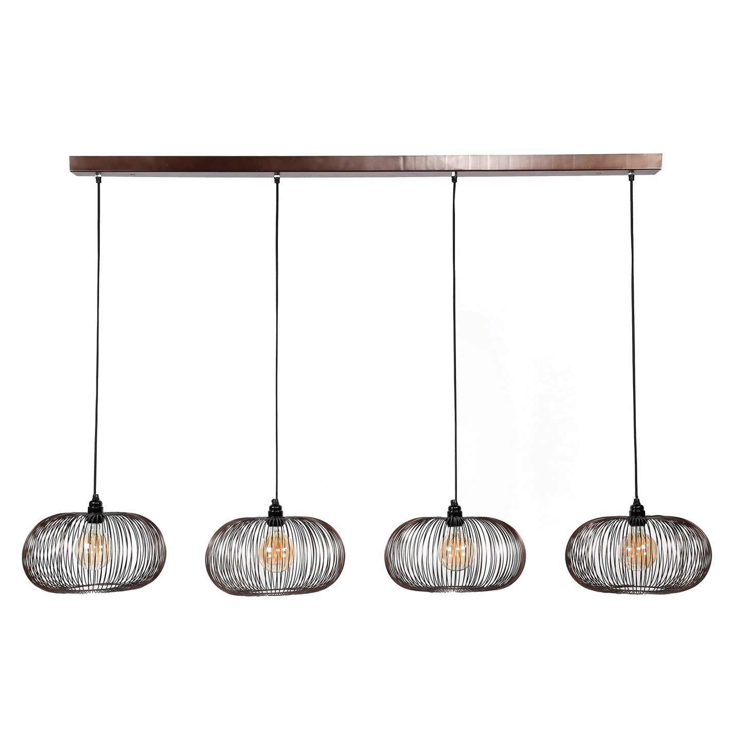 Hanglamp 4x Ø35 disk wire copper twist / Zwart nikkel