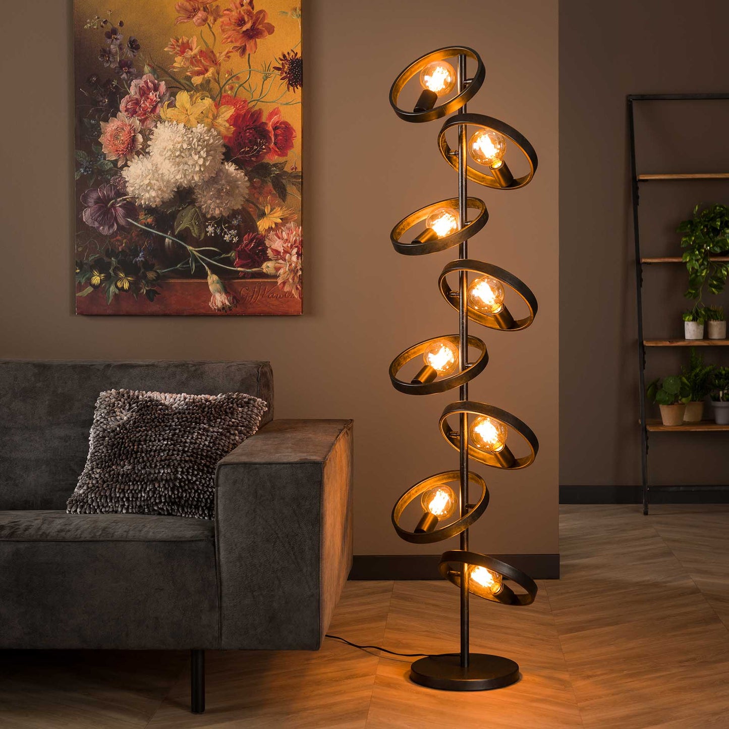 Vloerlamp van 8 Lampen Hover - 42x26x162 cm - Charcoal