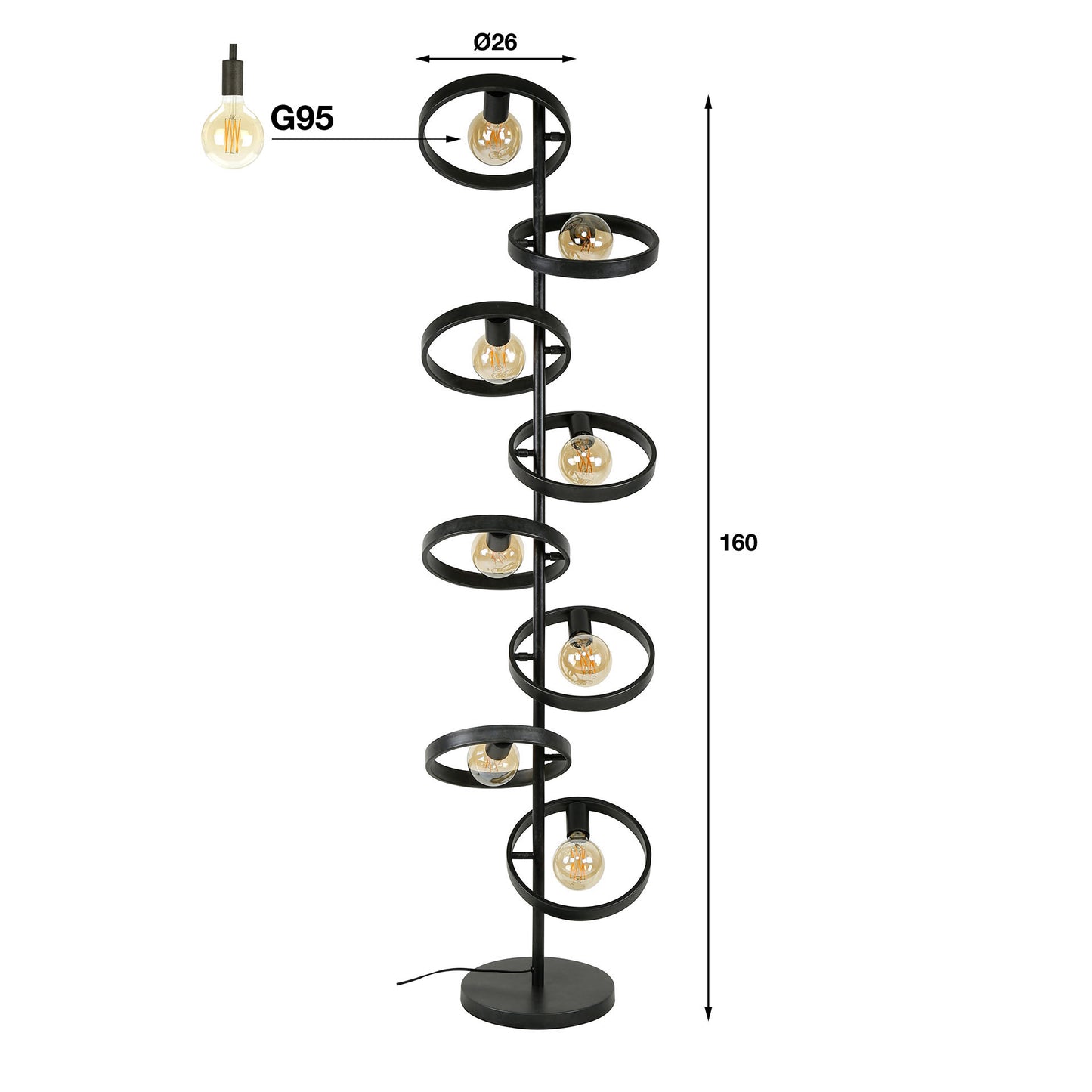 Vloerlamp 8L hover / Charcoal