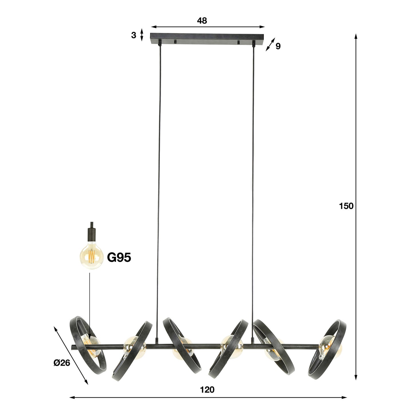Hanglamp 6L hover / Charcoal