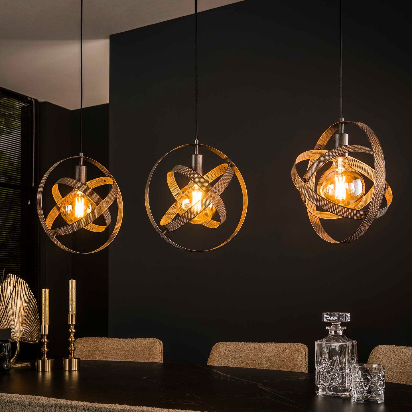 Hanglamp van 3 Lampen Cosmos Mesh - 115x33x150 cm - Artic zwart