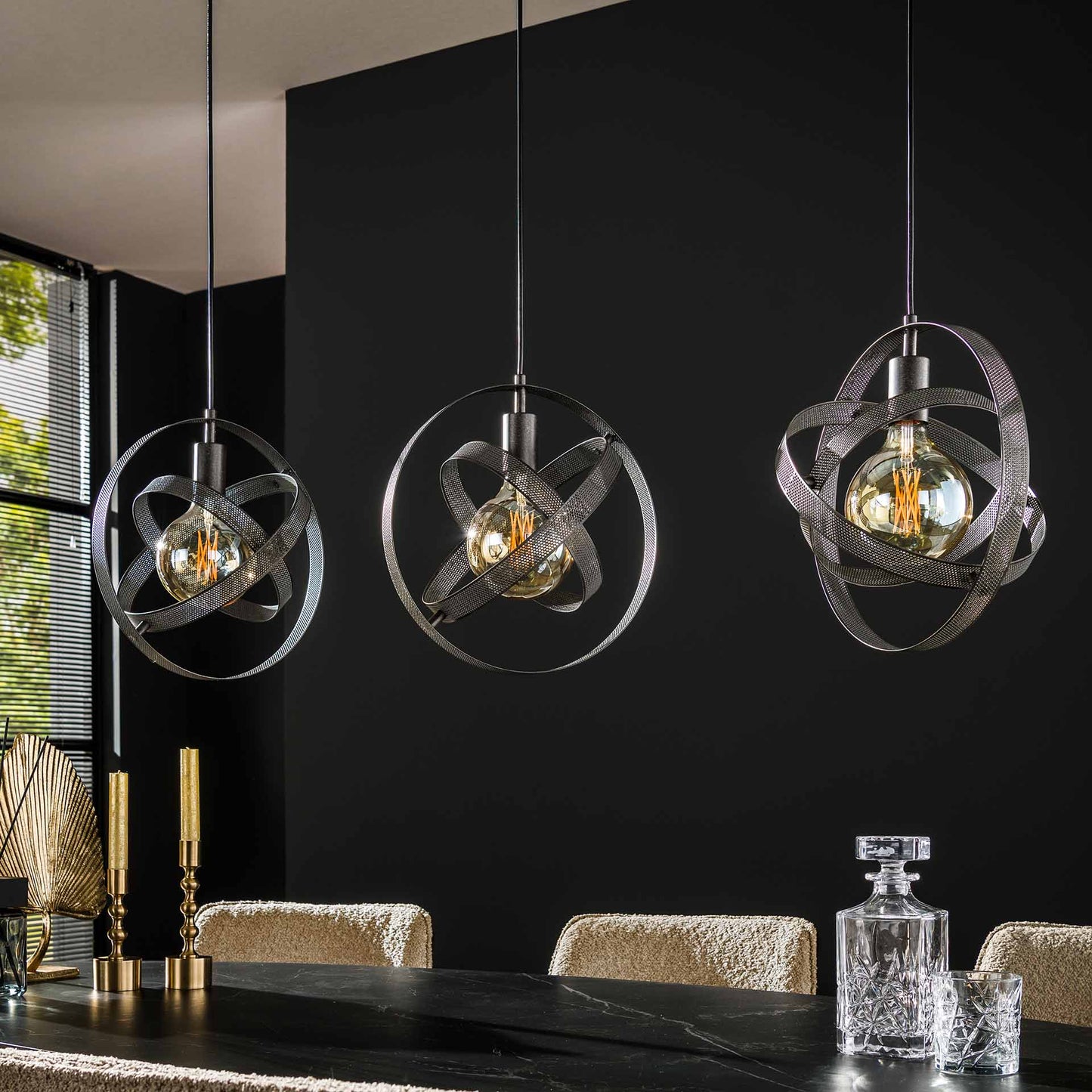 Hanglamp 3L cosmos mesh / Artic zwart