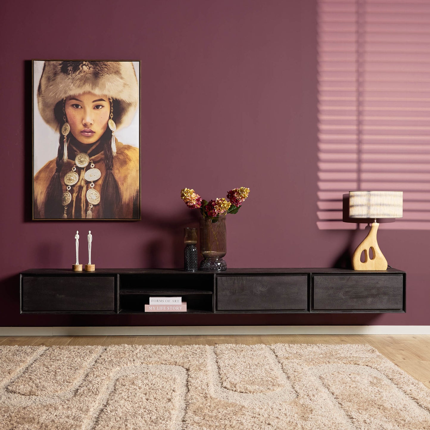 Zwevend tv meubel Ambiance Black | 280 cm