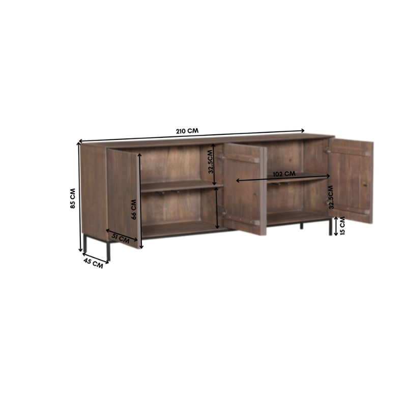 Dressoir Madison Walnut | 210 cm